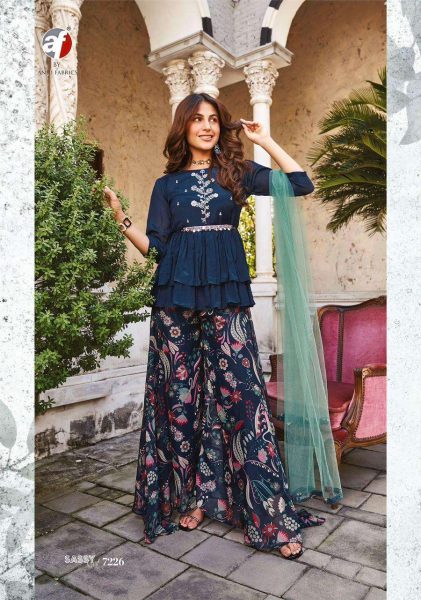 Af Stock Out Launched Sassy Girl Vol 3 Fancy Short Kurti Palazzo With Dupatta Festive Collection 7226 Top Plazzo