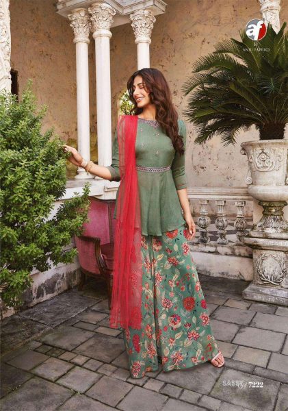 Af Stock Out Launched Sassy Girl Vol 3 Fancy Short Kurti Palazzo With Dupatta Festive Collection 7222 Kurti & Gown