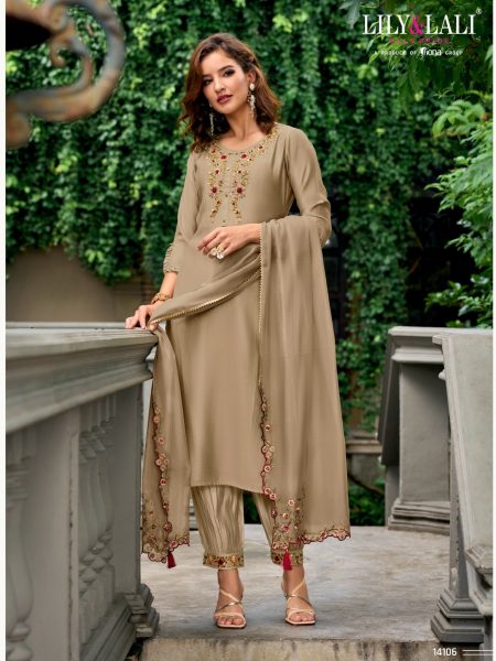 Afghani By Lily And Lali Designer Readymade Suits in Cream Colour Readymade Suit