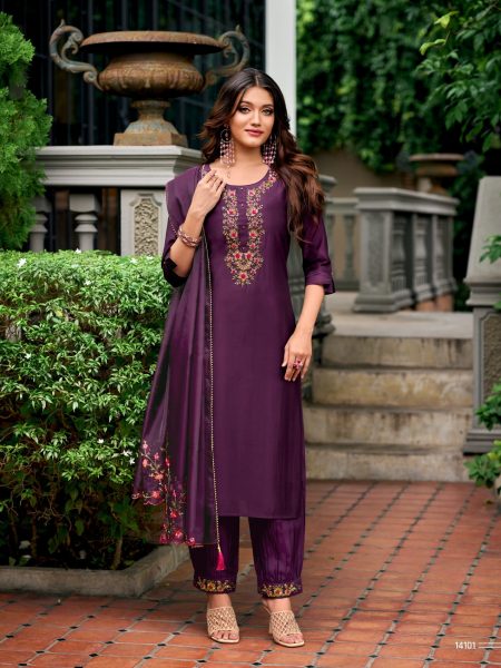 Afghani By Lily And Lali Designer Readymade Suits in Purple Colour Readymade Suit