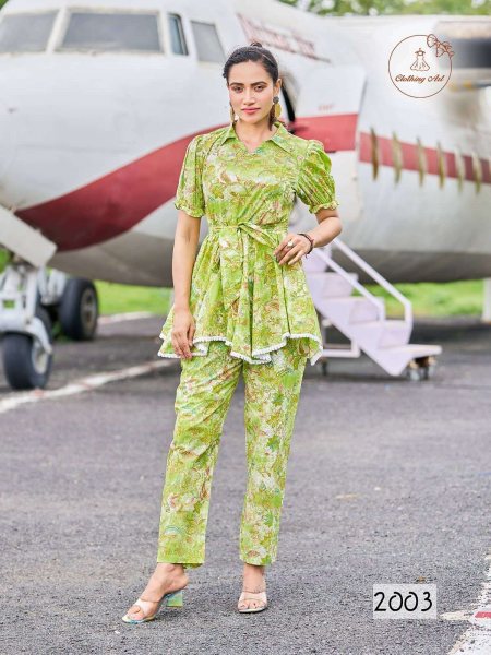 Clothing Art Cocktail Vol 1 Fancy Designer Cord Set New Green Colour Collection Co-Ord Set