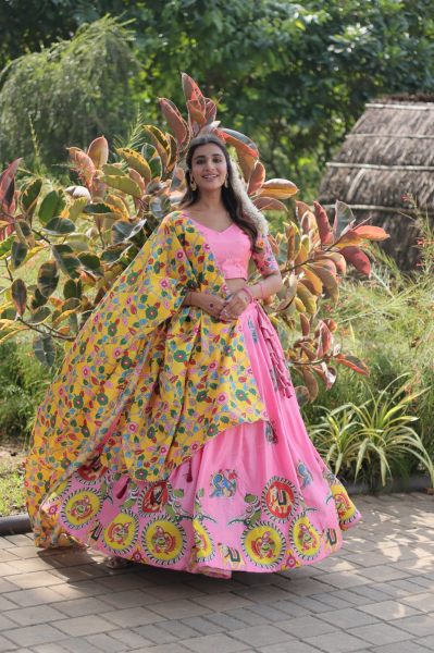 Designer Dola Silk Lehenga Blouse Dupatta Set In Pink Colour Lehenga
