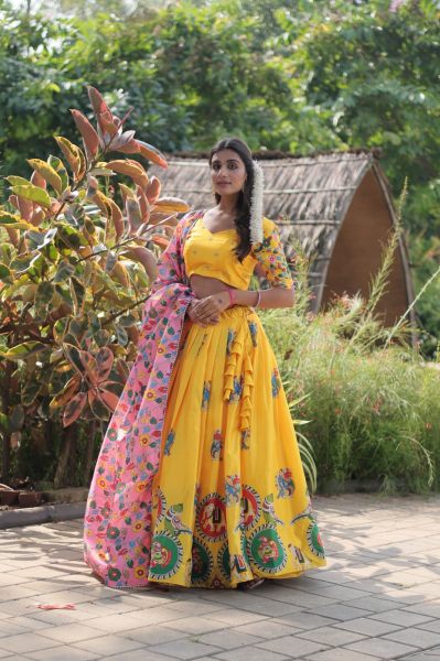 Designer Dola Silk Lehenga Blouse Dupatta Set In Yellow Colour Silk Lehenga