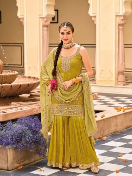 Eba lifestyle alfaaz heavy chinon embroidery yellow salwar kameez Salwar Kameez