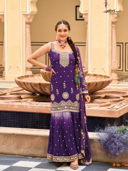 Eba lifestyle alfaaz heavy chinon embroidery purple salwar kameez Salwar Kameez