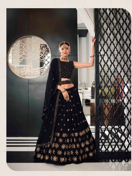 hubhkala Bridesmaid Vol 20 Georgette with Thread & Sequence Embroidery work Designer Lehenga choli collection In Navy Blue Colour Lehenga