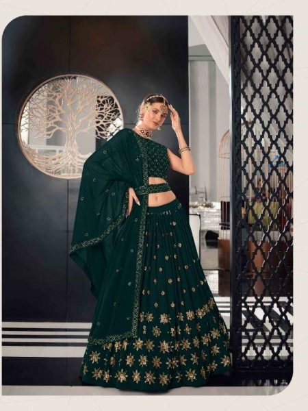 hubhkala Bridesmaid Vol 20 Georgette with Thread & Sequence Embroidery work Designer Lehenga choli collection In Green Colour Lehenga