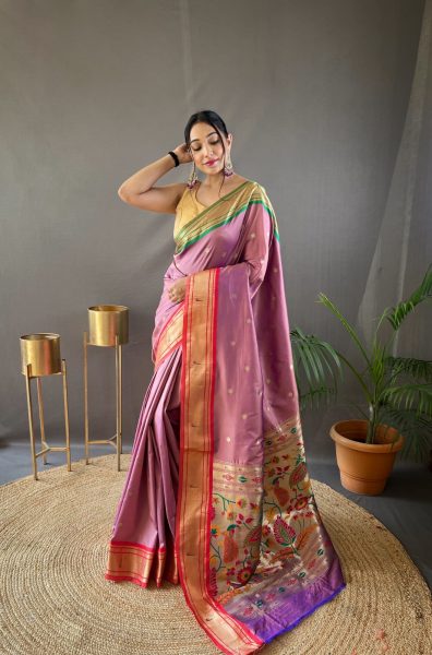 Kamal Paithani Weaving Saree with Rich Pallu in Pink Colour 