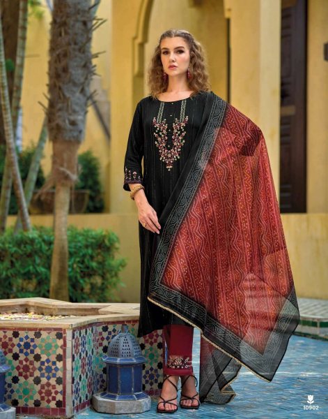 Lily & Lali Bandhej Series 10902 Viscose Rayon Readymade Suit Kurti & Gown