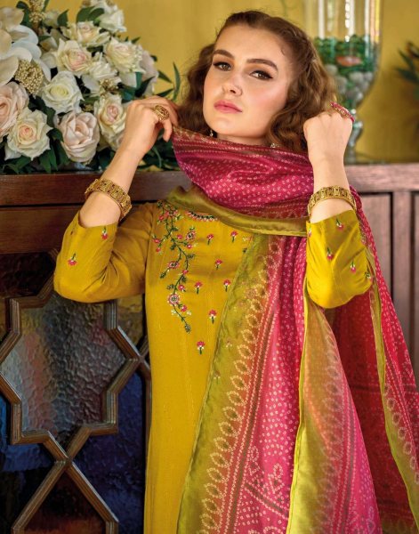 Lily & Lali Bandhej Series 10903 Viscose Rayon Readymade Suit Kurti & Gown