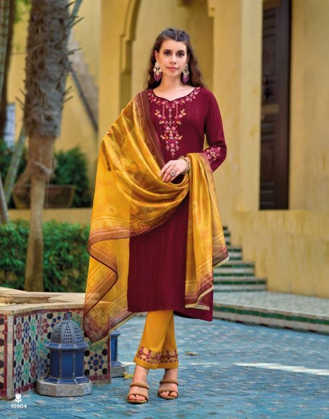 Lily & Lali Bandhej Series 10904 Viscose Rayon Readymade Suit Kurti & Gown