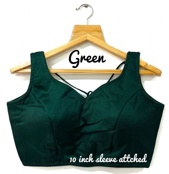 Milan Silk V Neck Blouse In Green Colour Blouses
