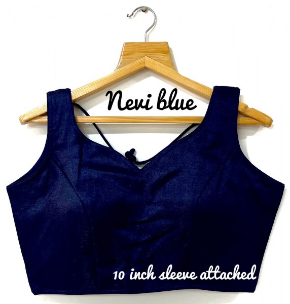 Milan Silk V Neck Blouse In Navy Blue Colour Blouses