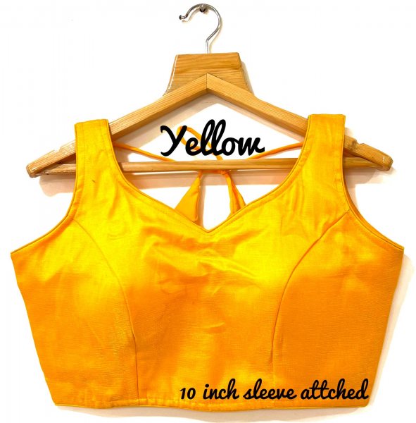 Milan Silk V Neck Blouse In Yellow Colour Blouses