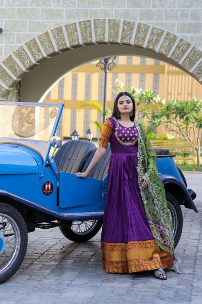 Premium Designer Silk Gown In Purple colour Silk Gown