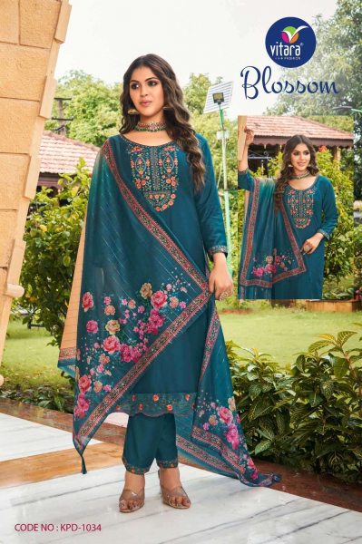 Presents beautiful Vitara Blossom dresses in Teal Colour Salwar Suit