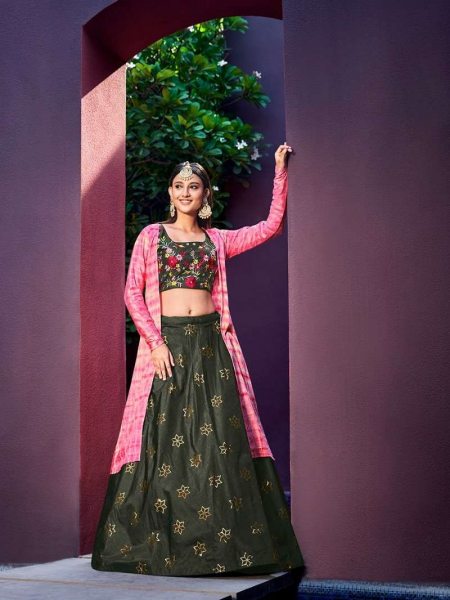 Shubhkala Girly Vol 24 Designer Fancy Silk Lehenga Vivid Green In  Colour Silk Lehenga