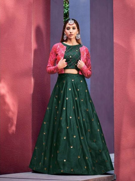 Shubhkala Girly Vol 24 Designer Fancy Silk Lehenga Green In  Colour Silk Lehenga