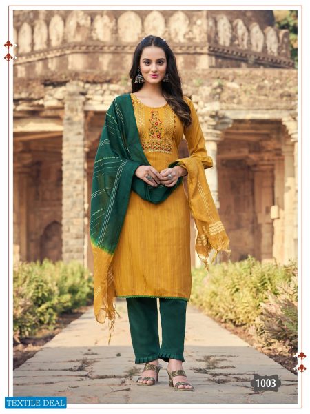Viyaa Kashish Wholesale Readymade 3 Piece Dresses In M Yellow Colour Kurta Set