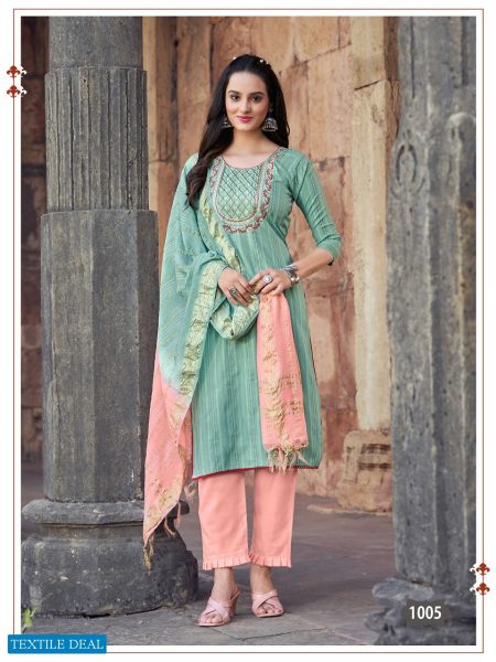 Viyaa Kashish Wholesale Readymade 3 Piece Dresses In Teal Colour Kurta Set