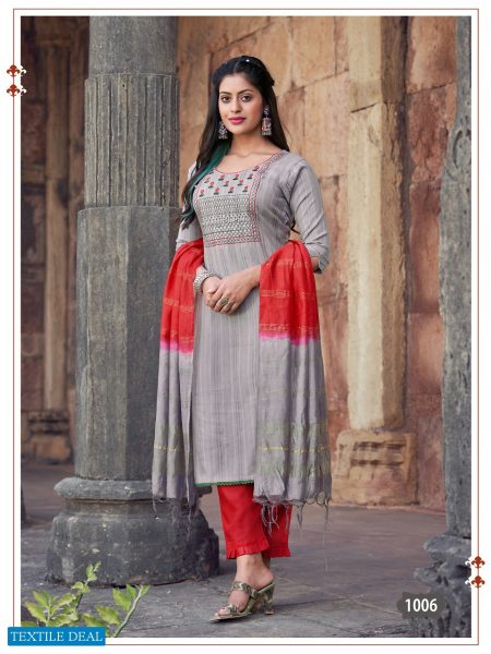 Viyaa Kashish Wholesale Readymade 3 Piece Dresses In Grey Colour Kurta Set