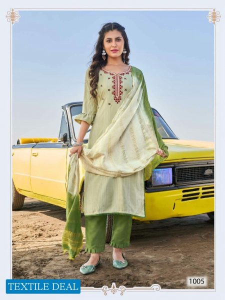Viyaa Zoya Fancy Kurti With Bottom And Dupatta Catalogue In L Green Colour Kurta Set