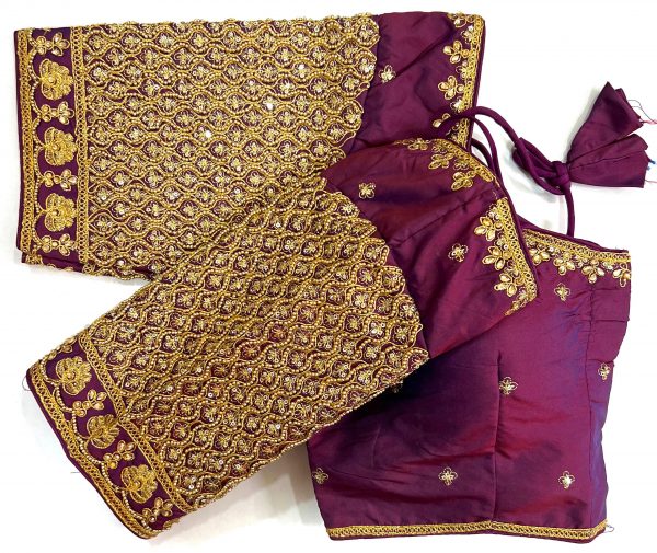 Wedding Collection Heavy Banarasi Silk Blouse In Wine Colour Silk Blouse